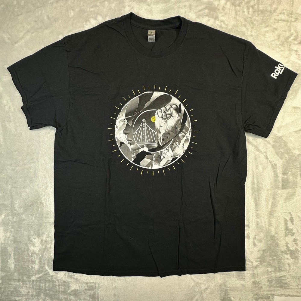 Gildan T-Shirt Mens XL Black Golden Gate Bridge Warriors Rakuten Graphic Tee